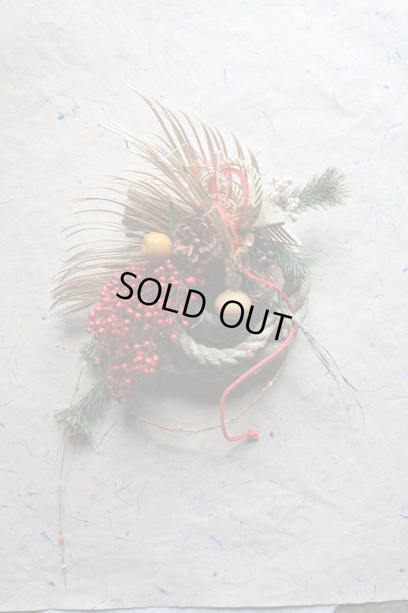 画像1: 華やか二連しめ飾り。瓢箪をあしらって (1)