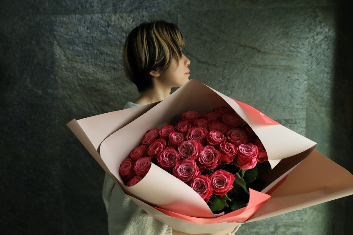 画像1: ピンクのバラの花束○選べる本数！ (1)