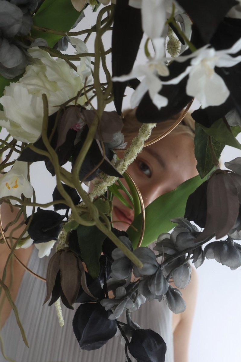 画像5: ホワイト×ブラック大人リングブーケ (5)