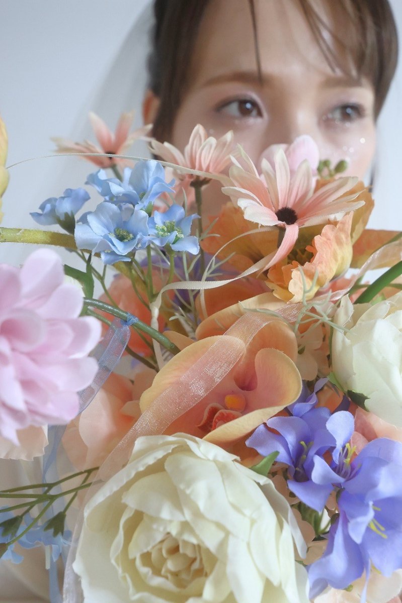 画像5: ニュアンスオレンジのリボンブーケ (5)