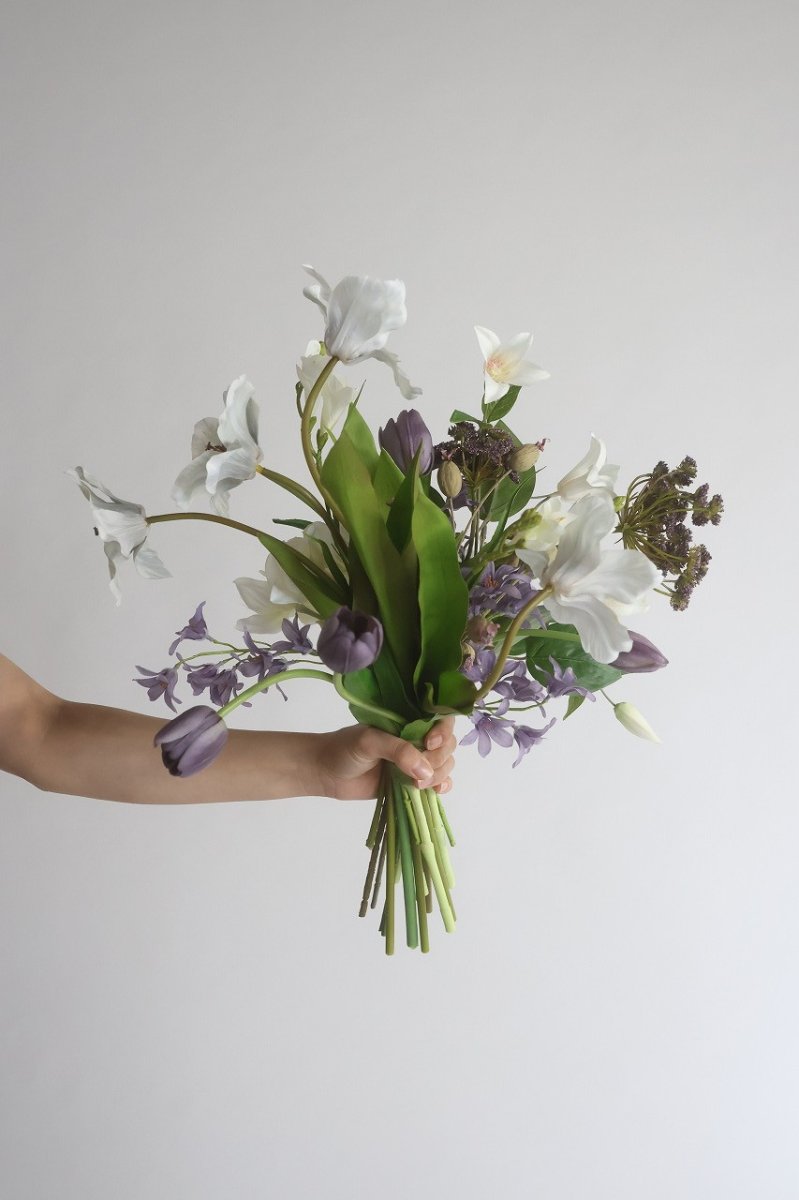 画像7: オープンチューリップのくすみ紫ブーケ (7)