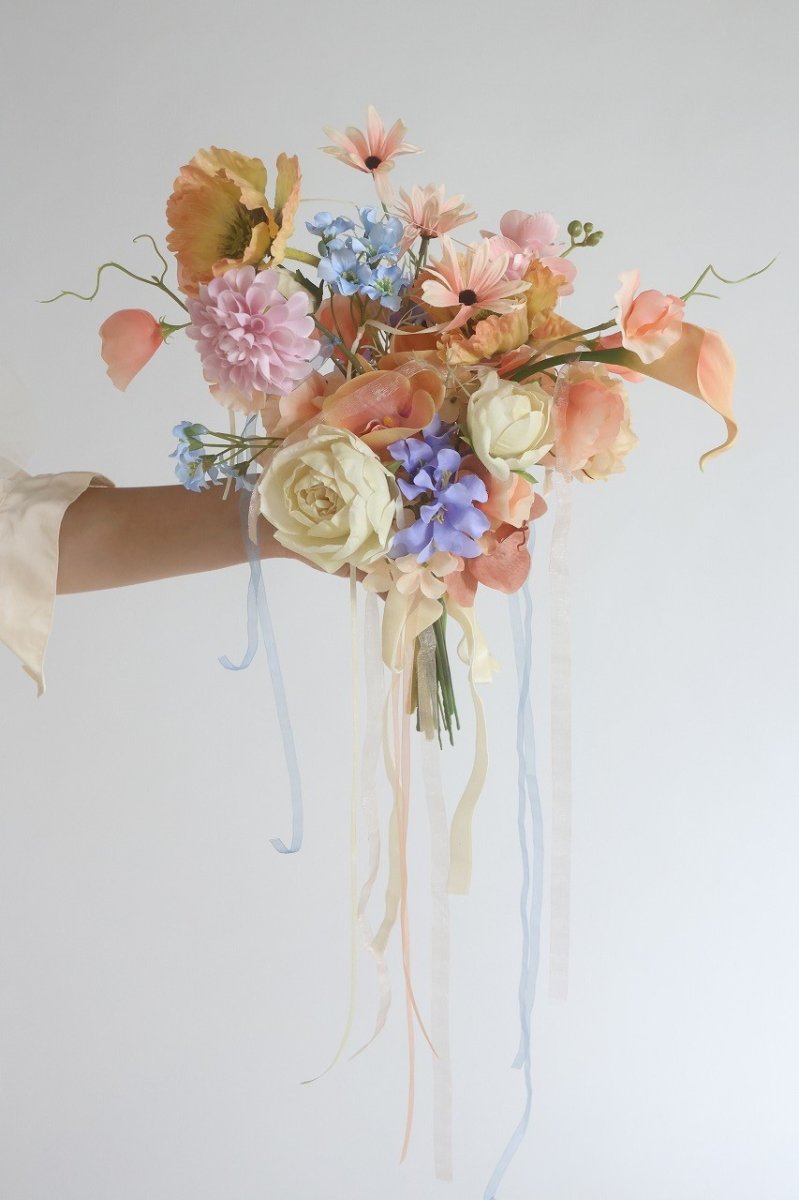 画像3: ニュアンスオレンジのリボンブーケ (3)