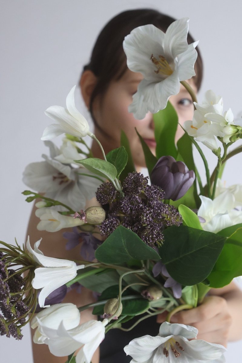 画像5: オープンチューリップのくすみ紫ブーケ (5)