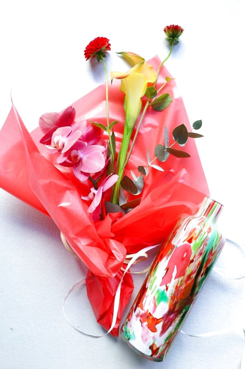 画像1: 花束とフィデリオ花瓶のギフトセットB (1)