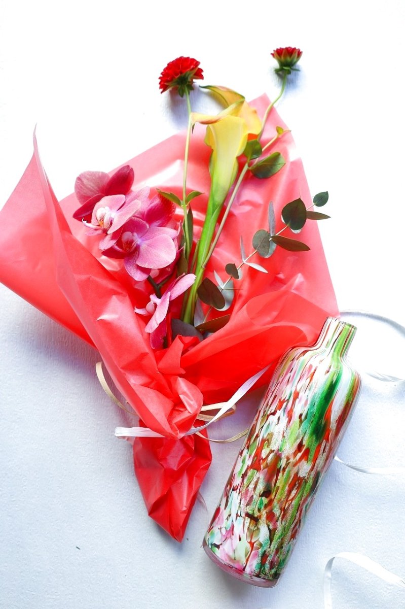 画像1: 花束とフィデリオ花瓶のギフトセットA (1)