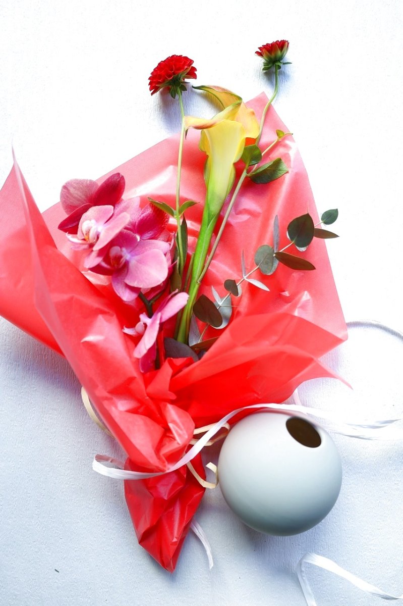 画像1: 花束と花瓶のギフトセット (1)