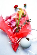 画像1: 花束と花瓶のギフトセット (1)