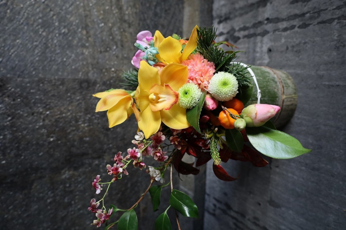 画像5: 竹筒アレンジ sample (5)