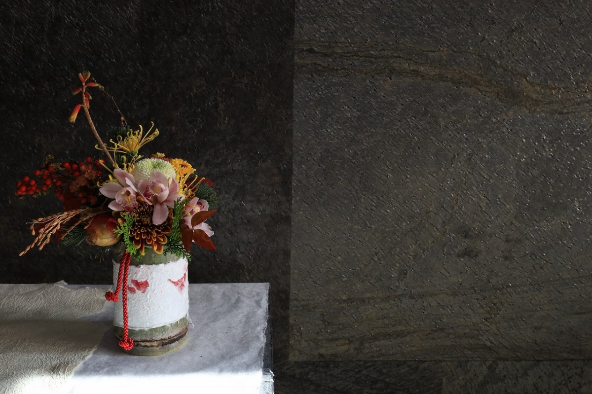 画像1: 竹筒アレンジ sample (1)