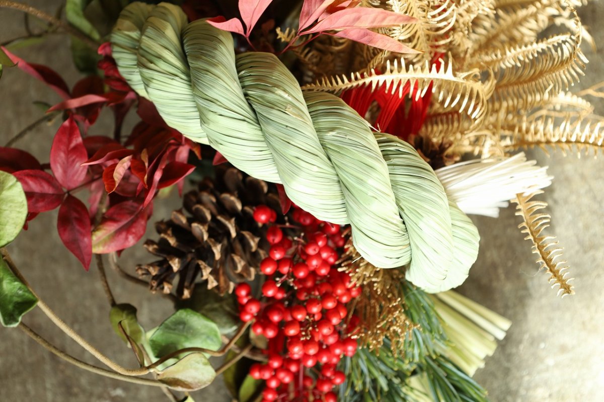 画像2: 【一点もの】しめ飾りno.8 (2)