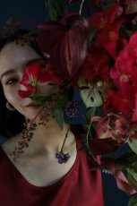 画像6: リングブーケ（フープブーケ）｜和モダンな深紅のウェディングブーケ｜造花a7 (6)