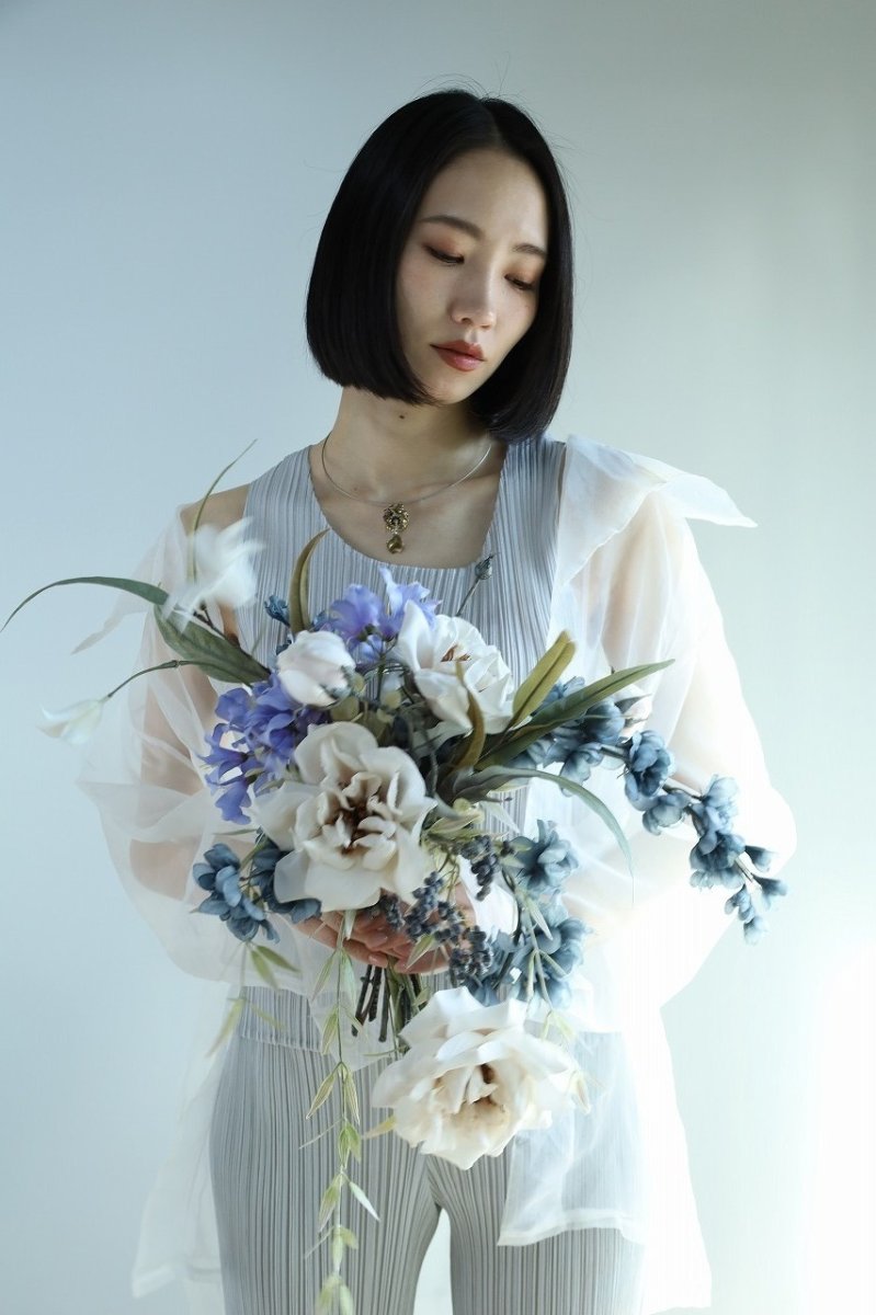 画像3: グレイデルフィニウム×ベージュローズのブーケ a3 (3)