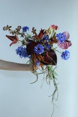 画像1: モード花嫁のためのカラーブーケ｜ワイン×コバルト×スモーキーピンク　a5 (1)