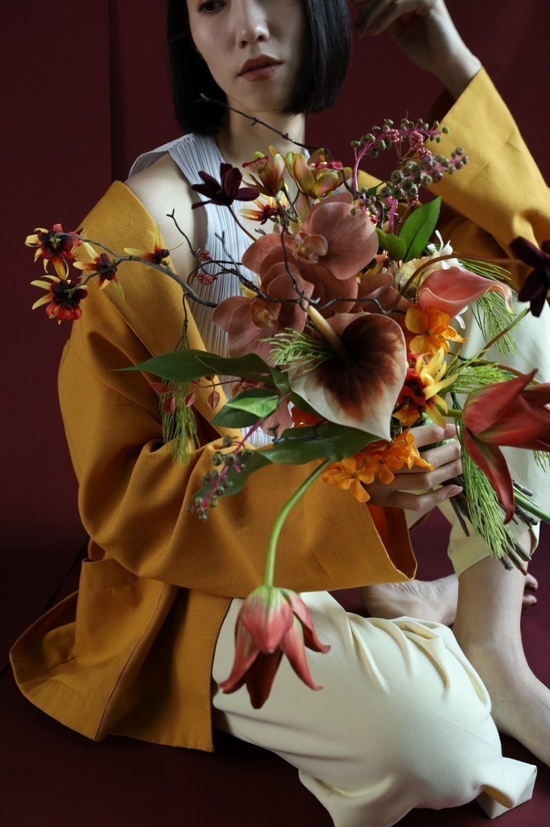 画像6: ガーデンボタニカル｜オレンジ×プラム×ディープパープルのアーティフィシャルフラワーブーケa11 (6)