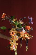 画像1: ガーデンウェディングに｜オレンジ×マスタード×パープルのカラーブーケa10 (1)
