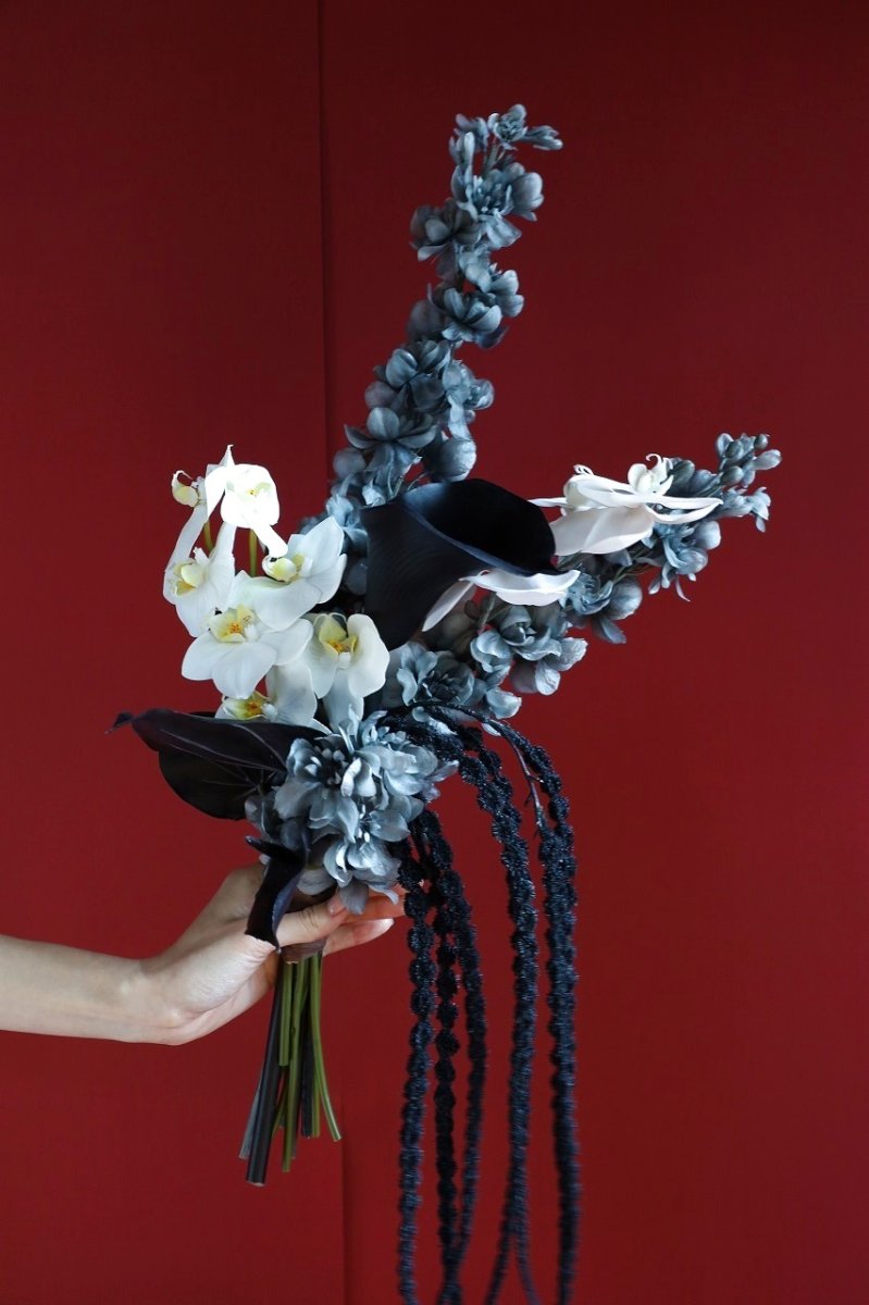 画像1: モノトーンのウェディングブーケa13 (1)