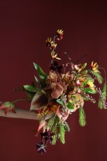 画像1: ガーデンボタニカル｜オレンジ×プラム×ディープパープルのアーティフィシャルフラワーブーケa11 (1)