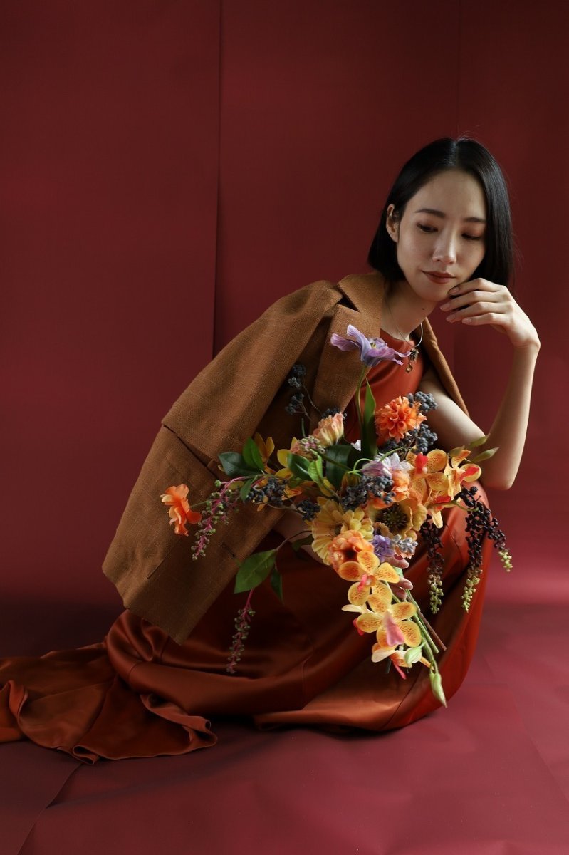 画像6: ガーデンウェディングに｜オレンジ×マスタード×パープルのカラーブーケa10 (6)