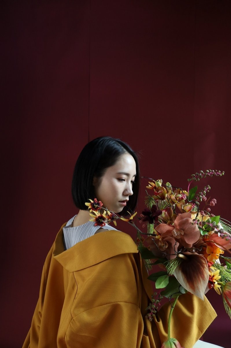 画像3: ガーデンボタニカル｜オレンジ×プラム×ディープパープルのアーティフィシャルフラワーブーケa11 (3)