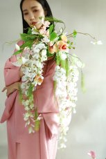 画像3: 白藤とアプリコット胡蝶蘭のニュアンスキャスケードブーケ・63 (3)